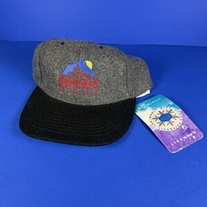 VTG 90s Crested Butte Colorado Trucker Hat Gray Wool Adjustable Strap NEW